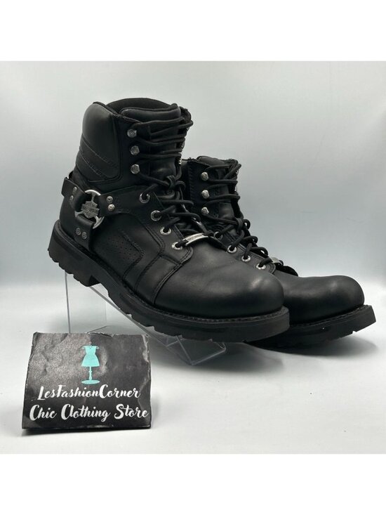 Harley-Davidson Mens Black Leather Lace-Up Logo Accent Riding Boots Sz 13M 3357 main image 16